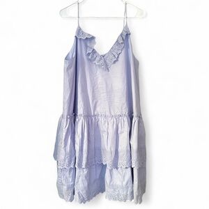 NWT Moodie Sky Blue Eyelet Ruffle Babydoll Dress